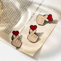손 하트 브로치 매너 캐릭터 찌 가방꾸미기 에나멜 러브 스마일 뱃지 여자 옷핀 미니 배찌 _ 22092786EA×002Om
