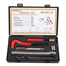 스레드 수리 키트 15pcs 메트릭 암나사 수리 액세서리 구색 키트 m14x1.5 솔리드 스테인레스 스틸 스레드 삽입 자동 기계 수리를위한 암나사 수리 도구 세트