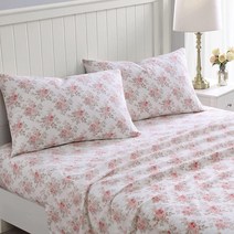 Laura Ashley Home - 풀 시트 면 플란넬 침구 세트 추가적인 부드러움과 편안함을 브러시 처리 (페이즐리 프랜스 풀), Lisalee Pink/Grey