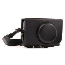 스트랩이 있는 메가기어 mg1173 캐논 파워샷 sx740 hs sx730 hs 에버 레디 가죽 카메라 케이스 - 블랙