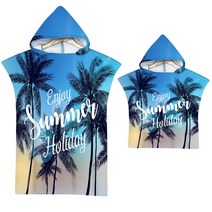 마이크로 화이버 패브릭 프린트 후드 비치 타월 성인용 고속 건조 수영장 판초 목욕 망토 가운 피트니스, 12 12_02 마이크로fiber 76x65