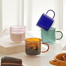 컬러 더블월 글라스 머그컵 4color, 핑크