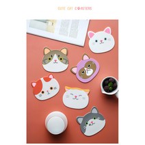 이지굿리빙 깜직하고 귀여운 고양이 실리콘 티코스터 컵받침 6p, 1세트(6p)