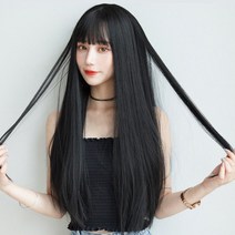 가발머리커버 여하장발 에어 앞머리 흑장직 내추럴 풀헤어 가발커버, 라이트브라운