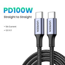 UGREEN-PD100W USB C to C 타입 고속 충전 케이블 샤오미 삼성 맥북 아이패드 5A 휴대폰 코드, CHINA, [03] PD100W Metal Grey, 2m