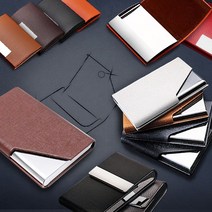 BC 스틸 자석 가죽 명함 케이스 카드 케이스, 블랙