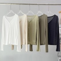 큐티팝 여성용 사계절 소프트 텐실 브이넥 니트 가디건 / 여름가디건 (5color)