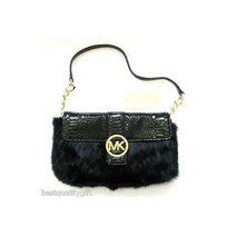 마이클 코어스 풀턴 블랙 래빗 모피파이썬 가죽골드 클러치 숄더백 여성