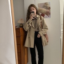 FANSYLI 여성 봄가을 숏 코트 유행하는 널찍하다 상의 W2T9B
