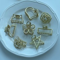 워더미 8pcs 골드 메탈 집게핀 헤어핀 세트 Z105