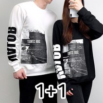 투체인지 사이드스트릿 1+1 긴팔 오버핏 남녀공용 빅사이즈 커플 맨투맨
