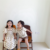 여아 남아 도트 포인트 원피스 여름 아동 상하복 남매룩