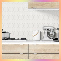 주방 접착식 사각 육각형 타일 시트지 스티커 가스레인지벽 부엌 기름 방수, 시트지 벌집화이트