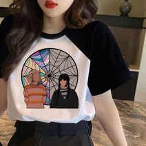 수요일 아담스 티셔츠 여성 애니메이션 탑 걸 2000 년대 의류