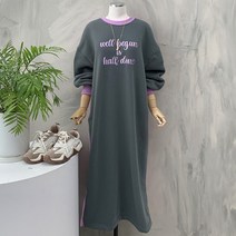 컬러링 배색 루즈핏 기모 원피스