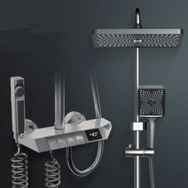 샤워기헤드 필터 블랙 레인 폴 욕실 샤워 수도꼭지 세트 헤드 분무기, A7-Thermostatic