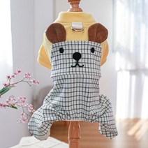 체크 무늬 롬퍼 하네스 작업복 강아지 및 애완 동물 드레스 귀여운 곰 점퍼 새끼 고양이 퍼그 여름 봄 착용, XL, Overall