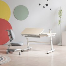위드그로우 스마트 2.0 높이각도조절 책상+지니의자 Y402S SET, 책상블루+의자그린+의자커버레드
