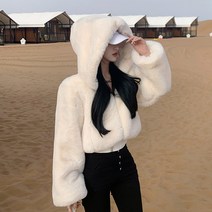 대박난박양 퍼 후드 크롭점퍼