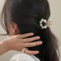 키메라제이 원형 미니 진주 헤어 집게핀