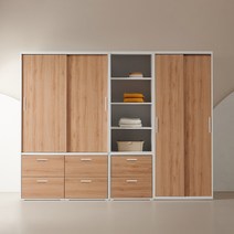 공간사이 커스티 2600 슬라이딩 옷장 세트, 내추럴 JL1022