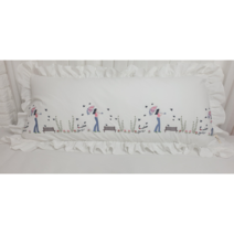 안나홈 워싱광목 우산 쓴 소녀 등쿠션커버, 민자형