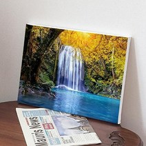 아트박스/꾸밈 bh951-캔버스액자33.4x24.2_황금빛폭포풍경