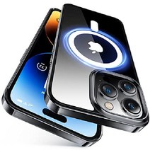 토라스 아이폰14 프로 다이아클리어 맥세이프 케이스 군사등급 슬림핏, 블랙