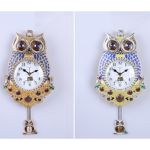 부엉이 추 벽시계 풍수지리 행운가득 개업선물 이사선물, 실버