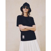 22SS [DAISY]블랙 프린트배색 면 반팔티셔츠 HSTS2B504BK
