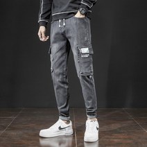카고 청바지 남 멀티 포켓 멜빵 와이드 팬츠 가을 겨울 바지