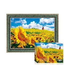 퍼즐피플 푸른하늘 해바라기 들판 1000피스 풍경 직소퍼즐, 황금빛 해바라기 들판 1000피스 액자포함(엔틱그린), 1000p, 퍼즐유액 포함