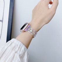 메이드럭스 애플워치 8 7 6 SE2 오로라 홀로그램 투명 스트랩 케이스포함, 44/45mm 호환