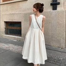 러블리 하객룩 데일리 여름 롱원피스 민소매 화이트