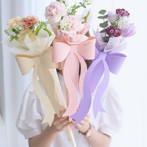 리본 한송이 꽃 선물 포장 가방 종이백 케이스, 핑크