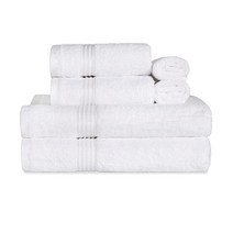 SUPERIOR 럭셔리 면 목욕 타월 세트 - 6피스 타월 세트 프리미엄 이집트 면 타월 블랙, 6PC Set, White