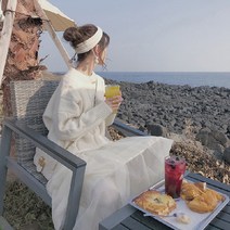 2021가을 겨울 신상품 소프트 밀크 블루 빈티지 일본 계열 두툼한 니트