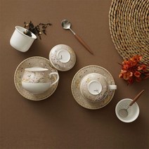 한국도자기 사군자 다기세트 10p(브라운/화이트) 택1, 브라운