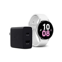 SAMSUNG Galaxy Watch 5 35W Duo Wall 충전기 번들 44mm LTE 스마트워치 본체 건강 피트니스 수면 추적기 화이트 밴드 및 듀얼 포트 USB C 어댑터