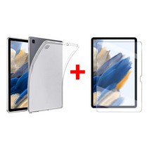 1+1 갤럭시탭A8 10.5 슬림핏 TPU 젤리 케이스 + 강화유리 액정보호필름1장 SM-X200 X200N X205 X205N 삼성 2022, 검정