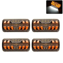 Feedopal 4pcs 호박색과 흰색 트럭 하이라이트 led 사이드 마커 라이트 12 24v 범용 트레일러 테일 라이트 웨이스트 라이트, 없음