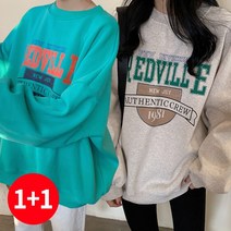 주디앤 여성 레드빌 오버핏 긴팔 기모 겨울 맨투맨 티셔츠 리빙공감