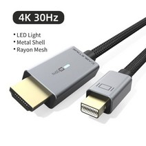 가정용빔프로젝터 캠핑용 업소용 4K 휴대용 빔프로젝터 CABLETIME Mini Displayport-HDMI 케이블 4K/HD Thu, LED 4K 30hz_CHINA | 1.8m