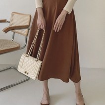여성 여자 롱 스커트 치마 데일리 컬러 뒷밴딩 플레어