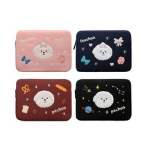 [iswas] [위드앨리스] 쁘숑앤포숑 13형 캔버스 노트북파우치, 색상:Pink