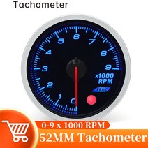 타코미터 9000 RPM 자동차 타코미터 연기 렌즈 52mm 게이지 12V 가솔린 차량용 7 색 백라이트 숫자 디스플, 한개옵션0