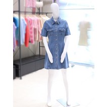 랩 슬림핏 반팔 데님 원피스 AN2DO562