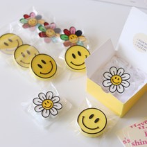 [플로꽁] 스마일 데이지꽃 차량용 석고방향제 5ml 리필향 포함, 클린코튼