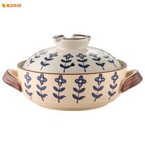 mangoxiniu 일본식 핸드페인팅 뚝배기 가정용 뚝배기, 흰색, 2.5L, 1개