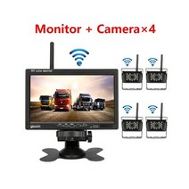 차량용후방카메라 차량 무선 리버스 카메라 트럭에 대 한 7 인치 LCD 모니터 RV 트레일러 굴 삭 기 자동차, 05 With Four Camera